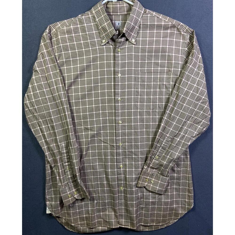 Peter Millar Men's Brown Pink Check Plaid L/S Button Down‎ Dress Shirt Large EUC - Picture 2 of 10